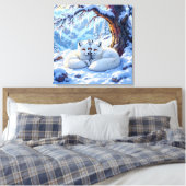 Winter Foxes on a Snowy Winter Day  Leinwanddruck (Insitu (Schlafzimmer))