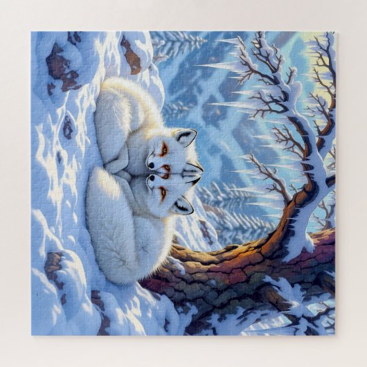 Winter Foxes on a Snowy Winter Day Puzzle (Horizontal)