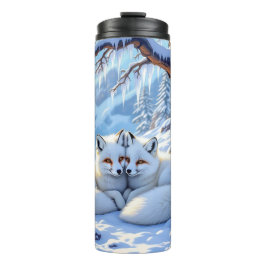 Winter Foxes on a Snowy Winter Day  Thermosbecher