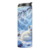 Winter Foxes on a Snowy Winter Day Thermosbecher (Nach links gedreht)