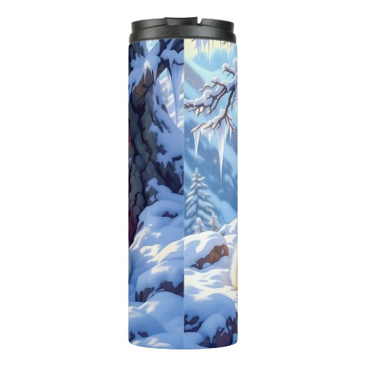 Winter Foxes on a Snowy Winter Day Thermosbecher (Rückseite)