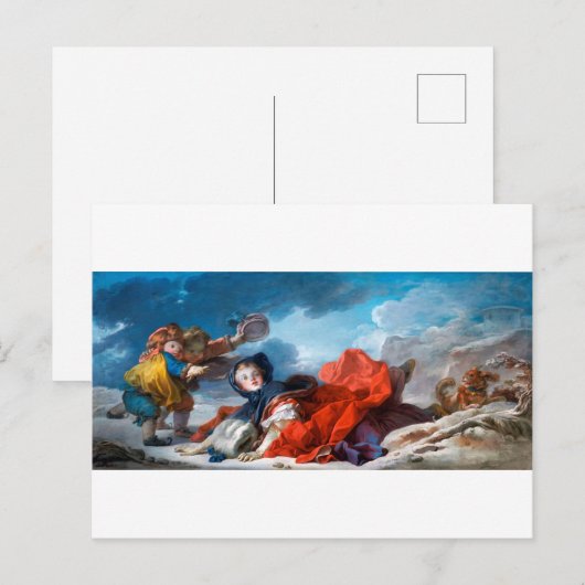 Winter, Fragonard Postkarte (Vorne/Hinten)