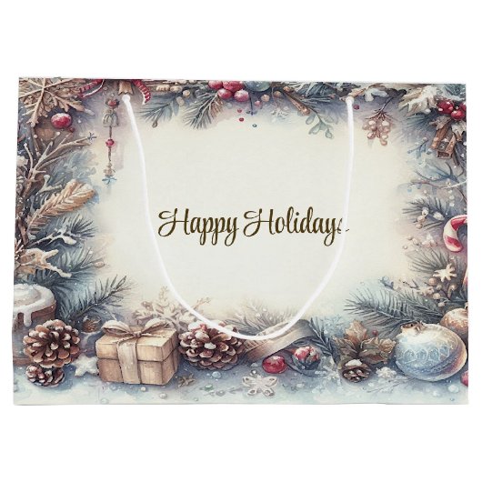 Winter Frame Holiday Geschenktasche Große Geschenktüte (Rückseite)