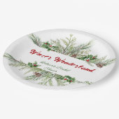 Winter Frame Winter Wreath Brautparty Vielen Dank Pappteller (Schrägansicht)