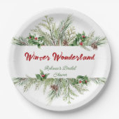 Winter Frame Winter Wreath Brautparty Vielen Dank Pappteller (Vorderseite)