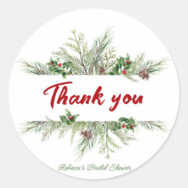 Winter Frame Winter Wreath Brautparty Vielen Dank Runder Aufkleber