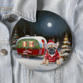 Winter French Bulldog Caravan Weihnachtsabenteuer Button (Beispiel)