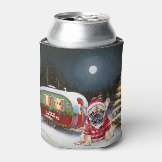 Winter French Bulldog Caravan Weihnachtsabenteuer Dosenkühler (Kanne Vorderseite)