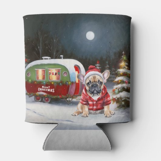 Winter French Bulldog Caravan Weihnachtsabenteuer Dosenkühler (Rückseite)