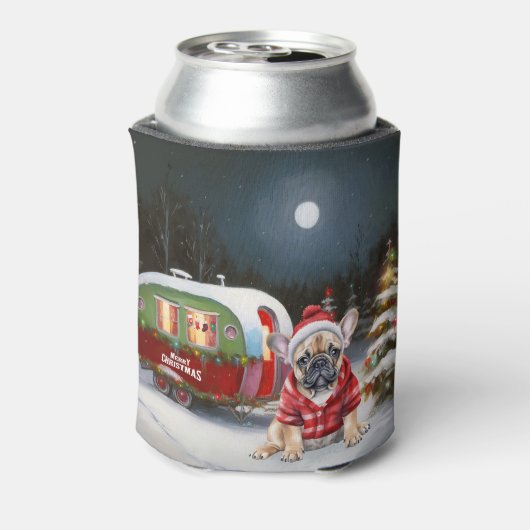 Winter French Bulldog Caravan Weihnachtsabenteuer Dosenkühler (Kanne Rückseite)
