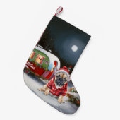 Winter French Bulldog Caravan Weihnachtsabenteuer Kleiner Weihnachtsstrumpf (Vorderansicht (hängend))