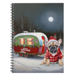 Winter French Bulldog Caravan Weihnachtsabenteuer Notizblock