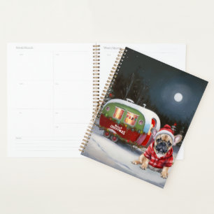 Winter French Bulldog Caravan Weihnachtsabenteuer Planer