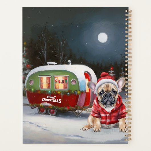 Winter French Bulldog Caravan Weihnachtsabenteuer Planer (Rückseite)