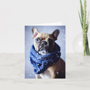 Winter French Bulldog Welppy Grußkarte Karte