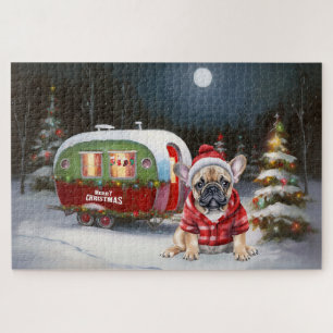 Winter French Bulldog Wohnwagen Weihnachtsabenteue Puzzle