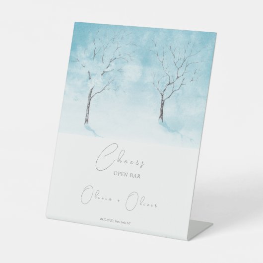 Winter Freshness Wedding Open Bar Cheers Sockelschild (Vorderseite)