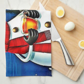 Winter Freunde: Schneemann & Waschbär Joy Design  Geschirrtuch (Viertel Falte)