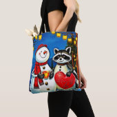 Winter Freunde: Schneemann & Waschbär Joy Design  Tasche (Von Nahem)