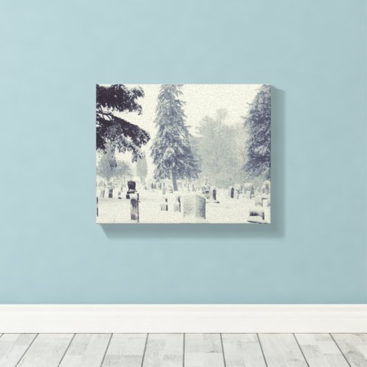 Winter Friedhof Leinwanddruck (Insitu (Holzboden))