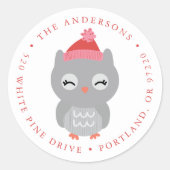 Winter Friends Holiday Rücksendeadresse Runder Aufkleber (Vorderseite)