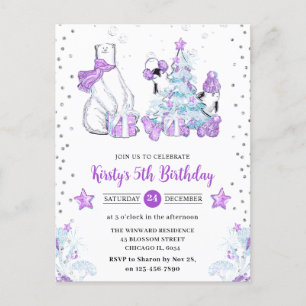 Winter Friends Polar Bear & Pinguine Kindergeburts Postkarte