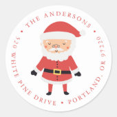 Winter Friends Santa Claus Rücksendeadresse Runder Aufkleber (Vorderseite)