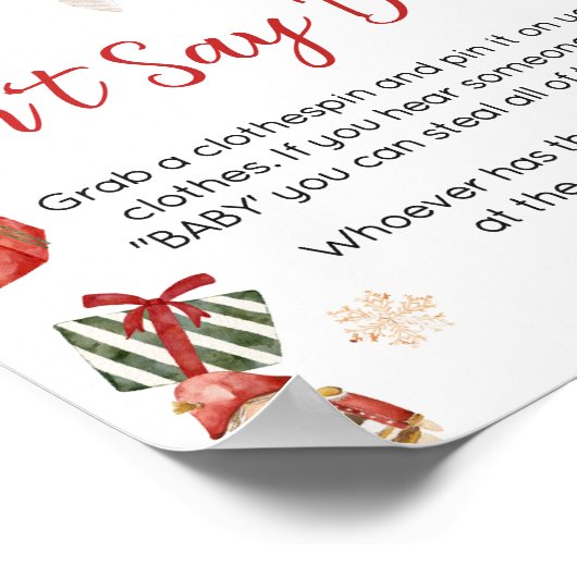 Winter Frohe kleine Weihnachten Sage kein Baby Poster (Ecke)