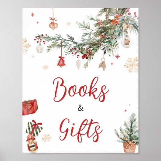 Winter Frohe kleine Weihnachtsbücher und -geschenk Poster (Vorne)