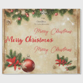 Winter Frohe Weihnachten Pine Tree Red Glass Balls Geschenkpapier (Flach)