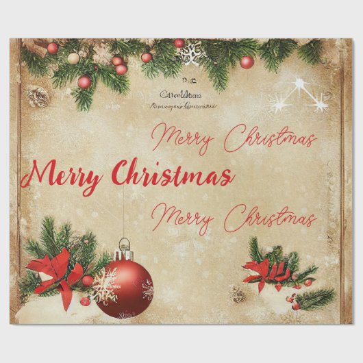 Winter Frohe Weihnachten Pine Tree Red Glass Balls Geschenkpapier (Flach)