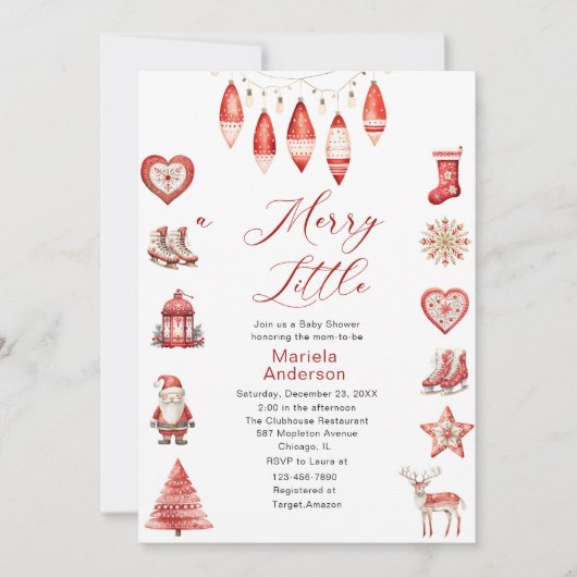 Winter Frohe Weihnachten Wasserfarbe Baby Dusche M Einladung (Vorderseite)