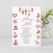 Winter Frohe Weihnachten Wasserfarbe Baby Dusche M Einladung (Stehend Vorderseite)