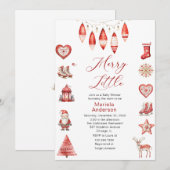 Winter Frohe Weihnachten Wasserfarbe Baby Dusche M Einladung (Vorne/Hinten)