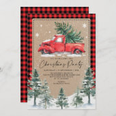 Winter Frohe Weihnachts-Party Vintag Red Truck Einladung (Vorne/Hinten)