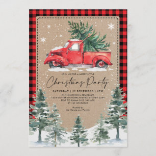 Winter Frohe Weihnachts-Party Vintag Red Truck Einladung