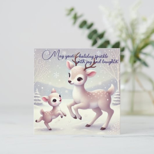 Winter Frolic Karte (Stehend Vorderseite)