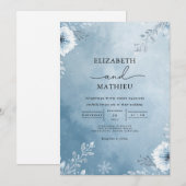 Winter Frost-Blumenhochzeit Einladung (Vorne/Hinten)