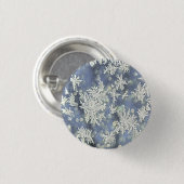 Winter Frost Detail Abstrakte Fotografie Blau Button (Vorne & Hinten)