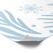 Winter Frost Snowflake Baby Dusche Willkommenspend Poster (Ecke)