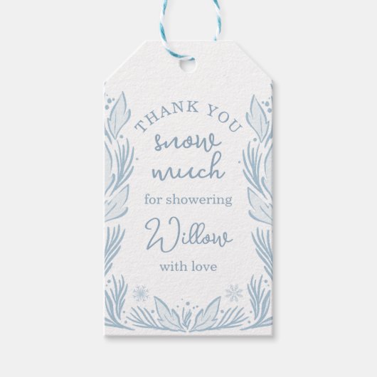 Winter Frost Snowflake Baby Shower Baby Es ist kal Geschenkanhänger (Vorderseite)