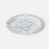 Winter Frost Snowflake Baby Shower Baby Es ist kal Pappteller (Schrägansicht)