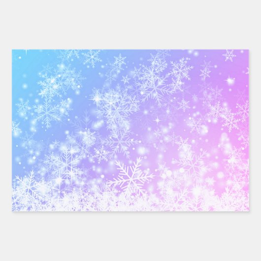 Winter Frost Snowflake Muster Geschenkpapier Set (Vorderseite 2)