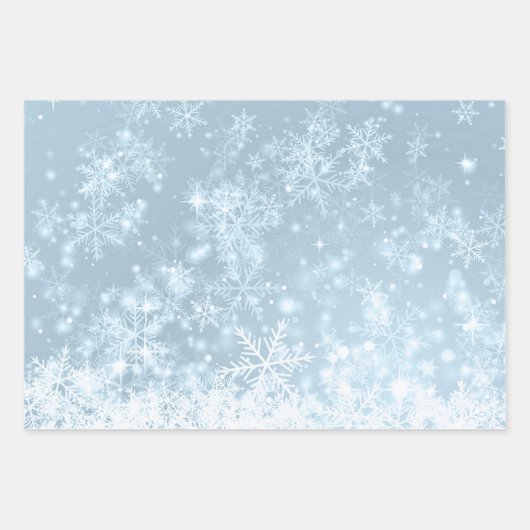 Winter Frost Snowflake Muster Geschenkpapier Set (Vorderseite)