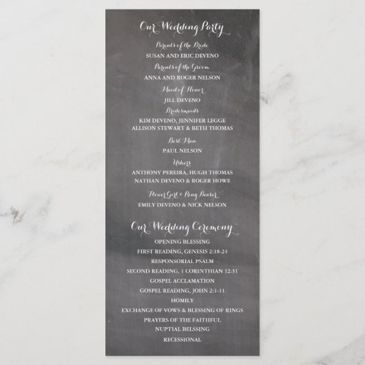 Winter Frost Snowflakes Chalkboar Zeremonie Progra Programm (Rückseite)