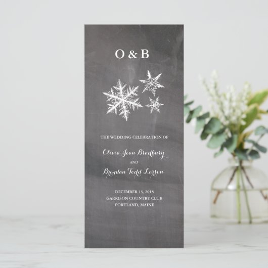 Winter Frost Snowflakes Chalkboar Zeremonie Progra Programm (Stehend Vorderseite)