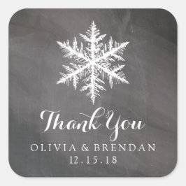 Winter Frost Snowflakes Chalkboard | GASTGESCHENK  Quadratischer Aufkleber