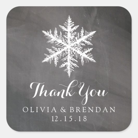 Winter Frost Snowflakes Chalkboard | GASTGESCHENK  Quadratischer Aufkleber (Vorderseite)