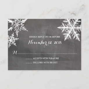 Winter Frost Snowflakes Chalkboard HochzeitsrSVP RSVP Karte