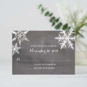 Winter Frost Snowflakes Chalkboard | HochzeitsrSVP RSVP Karte (Stehend Vorderseite)